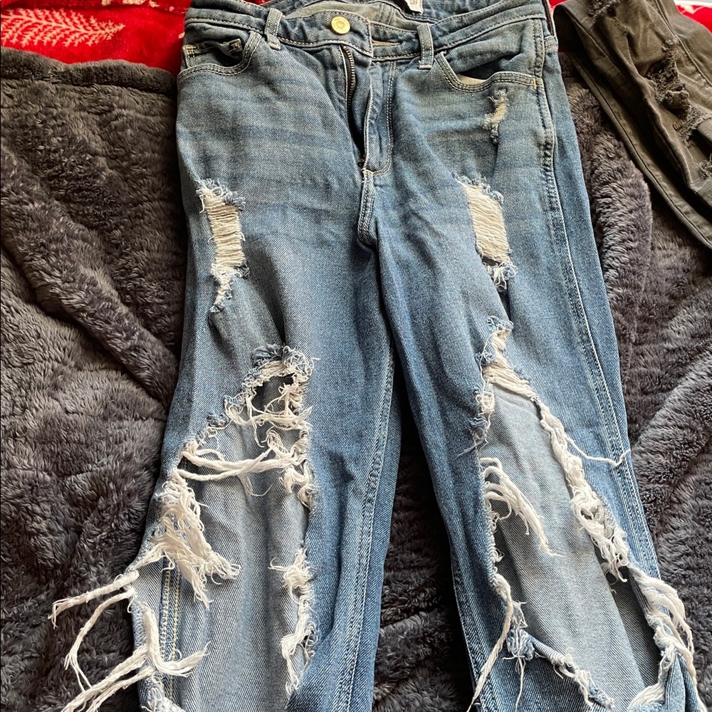 Distressed Blue Jeans